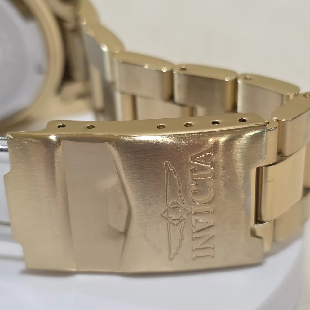 Invicta Pro Diver Chronograph Gold Men's Watch #1774 Large MSRP $695 Running